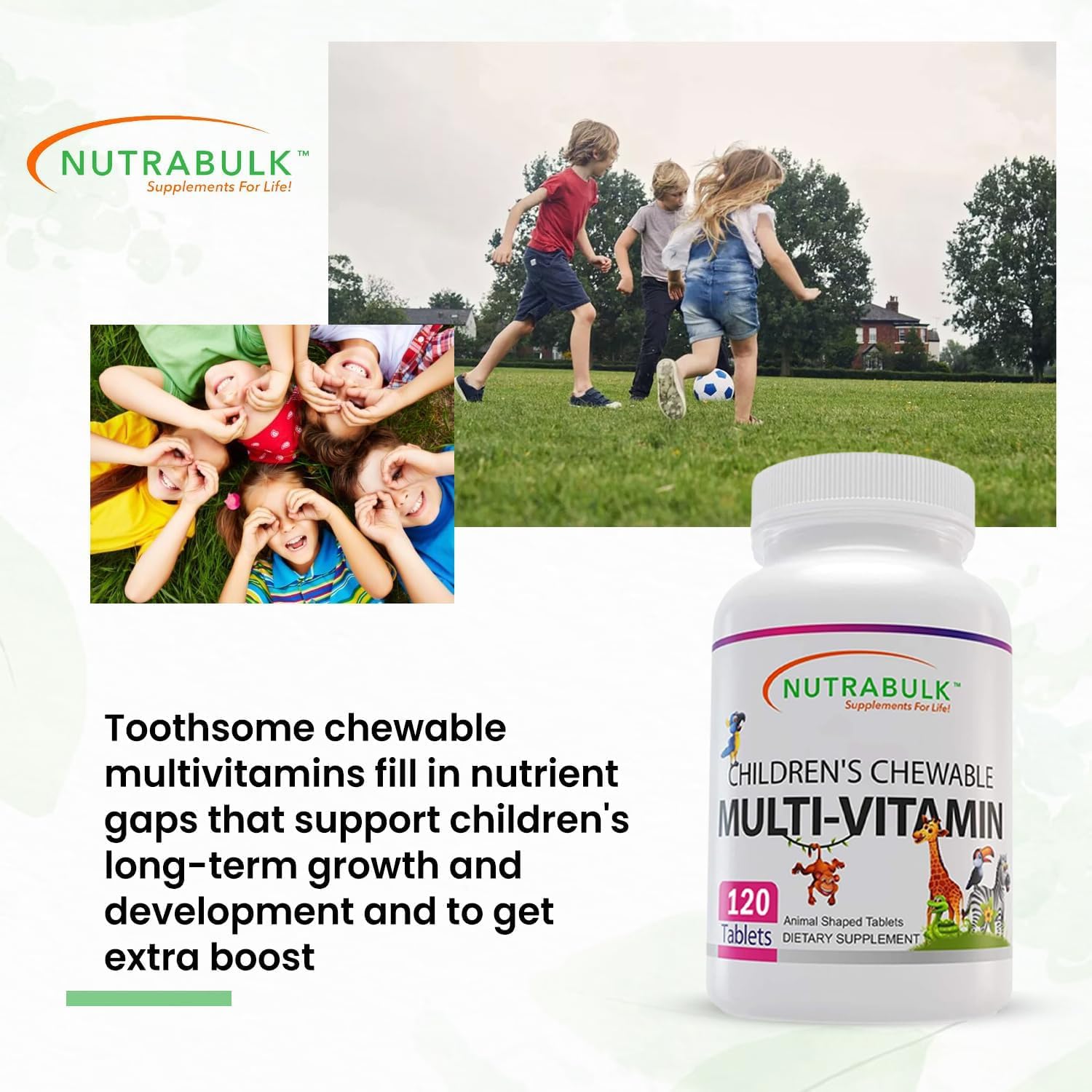 Children’s Chewable Multi-Vitamins - Promoting Kids' Overall Development - USA-Made, May Help to Support Immune, Bone, Brain & Overall Well Being- Vegan & Gluten Free - 120 Cherry Tablets