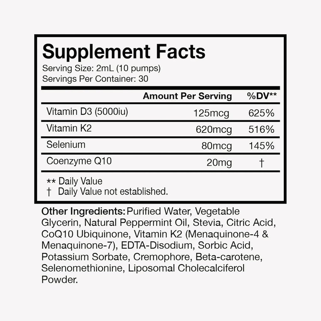 Terra Health Essentials - Liposomal Vitamin D3 + K2 | Bone Health & Calcium Absorption (1 Bottle, 30 Day Supply)