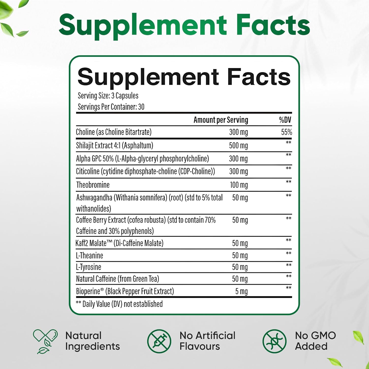 12-in-1 Natural Nootropic Brain Supplement for Memory and Focus, Nootropic for Men & Women, Brain Support Pill for Adults, Brain Vitamins - Focus 30 Day Supply