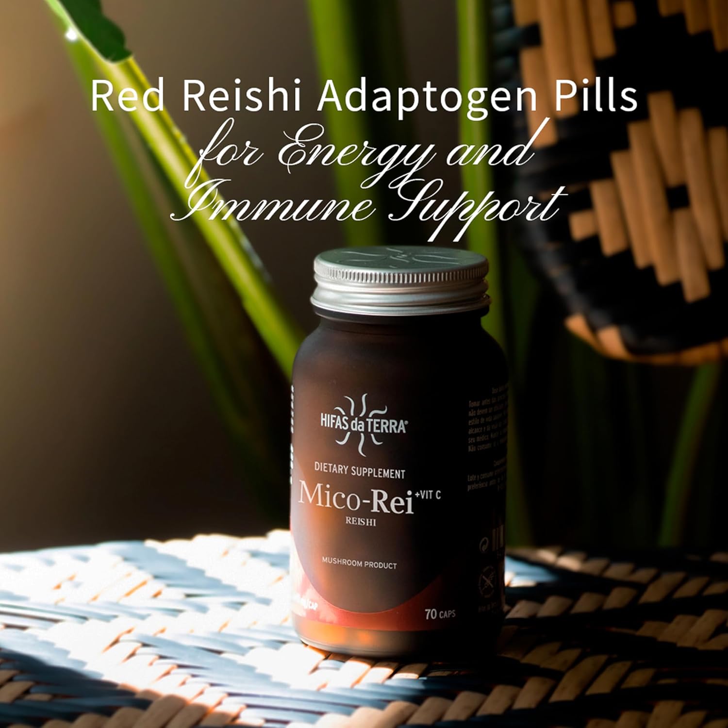 HIFAS DA TERRA Mico-Rei - Organic Reishi Mushroom Extract Powder Capsules, Nootropic Supplements for Women & Men, Red Reishi Adaptogen Pills for Energy & Immune Support for Women & Men - 70 Capsules