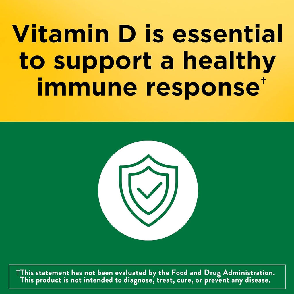 Nature Made Vitamin D3 1000 IU (25 mcg), Vitamin D Supplement for Bone, Teeth, Muscle and Immune Health Support, 180 Softgels, 180 Day Supply