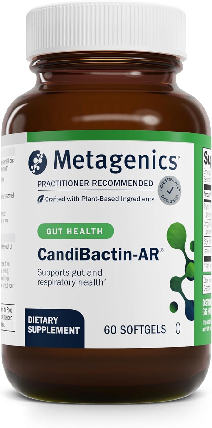 Metagenics CandiBactin-AR - Oregano & Thyme Essential Oils with Sage & Lemon Balm - Supports Digestive Health, Microbial Balance & GI Comfort - Enteric-Coated Softgels - Gluten-Free - 60 Softgels