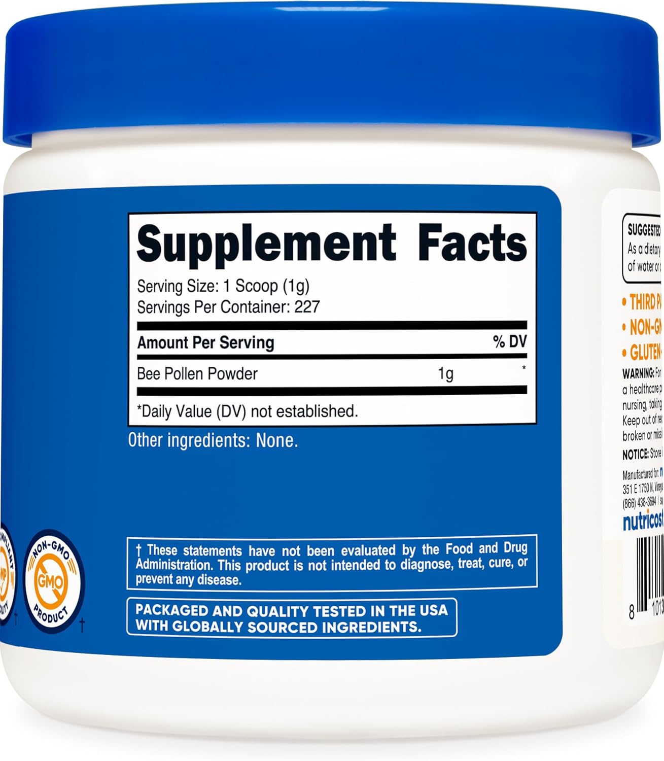 Nutricost Bee Pollen Powder (8 oz) (Unflavored) - 227 Servings, Gluten Free, Non-GMO, Vegetarian Dietary Supplement
