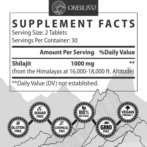 30,000 MG Shilajit Tablets, 100% Shilajit Pure Himalayan Organic, Shilajit for Men and Women Rich in Fulvic Acid & 85+ Trace Minerals, Shilajit Supplement for Energy & Immune System, 240 Count