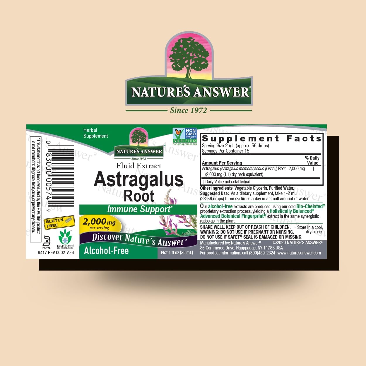Nature's Answer Astragalus Root | Promotes Overall Health & Wellbeing | Super Concentrated 2000mg | Alcohol-Free, Gluten-Free, Kosher Certified & No Preservatives 1oz