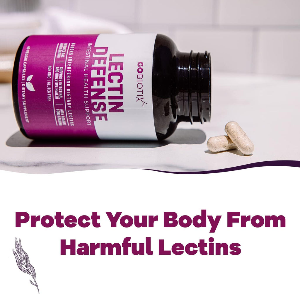 GOBIOTIX Lectin Defense - Lectin Blocker Supplement for Leaky Gut with MSM and Digestive Enzymes - Aids in Intestinal Health for Women and Men - Non-GMO + Gluten Free - 60 Capsules (1)