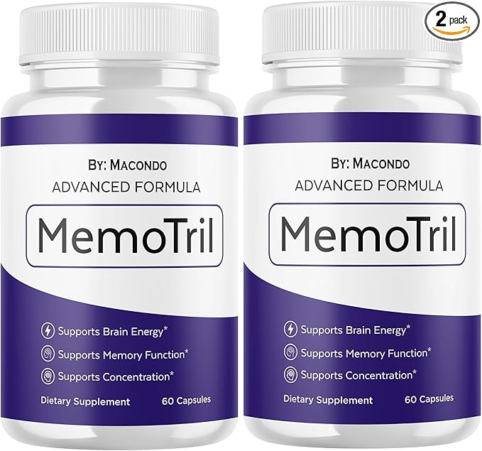 (2 Pack) Memotril Capsules - Official Memo Tril Advanced Brain Health Supplement Support, All Natural Formula Vitamins for Overall Health & Wellness - 120 Capsules for 2 Months