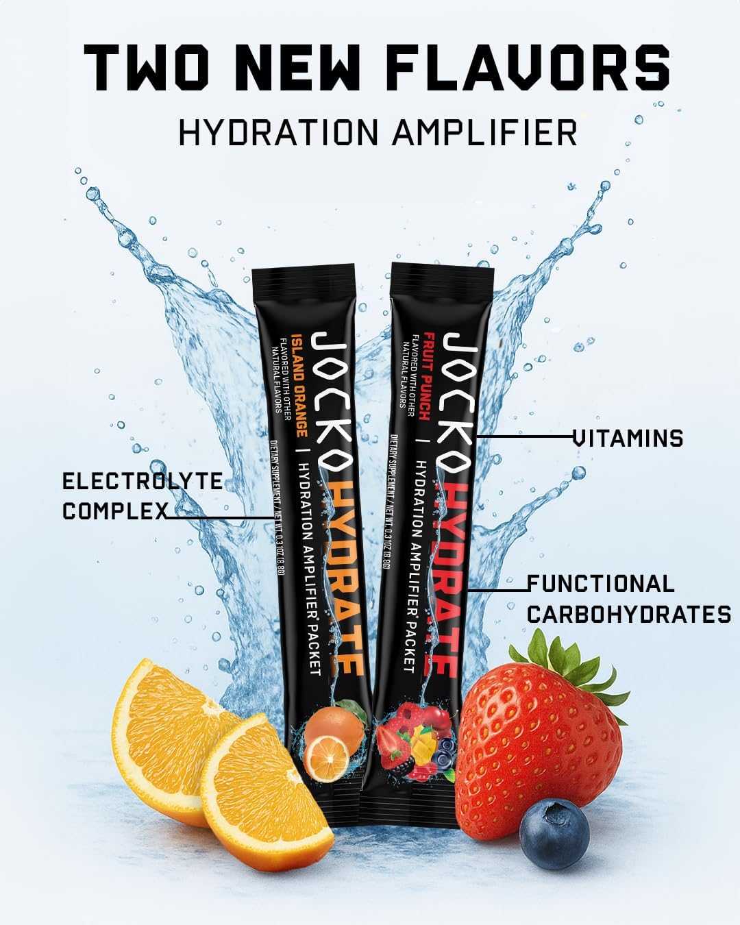 Jocko Fuel Hydrate Electrolytes Powder Packets Low Sugar - Hydration Amplifier Packets for Recovery, Dehydration, & Exercise - with Vitamins B6, B12 & C (16 Packets) Fruit Punch