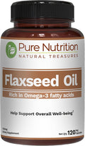 Pure Nutrition Flaxseed Oil 1000mg with Omega 3 6 9 I 120 Veg Caps | Naturally Providing 500mg Alpha-Linolenic, 134 mg Linoleic, and 188mg Oleic Acid.