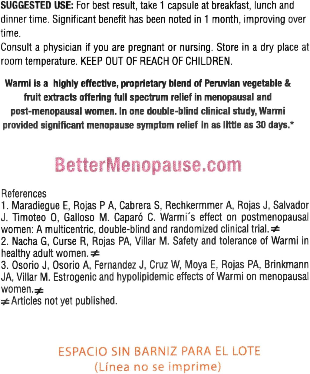 Lane Innovative - Warmi Menopause Support for Women, Natural Relief for Menopause & Beyond with Organic Maca Root, No Soy, No Estrogen (90 Servings)