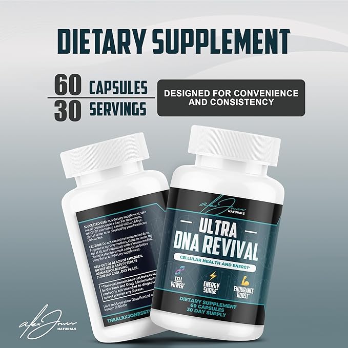 NAD+ Support Supplement | Ultra DNA Revival Formula | Cellular Energy & Wellness Support | Premium NMN + Resveratrol Blend | Vegan Capsules | 60 Count