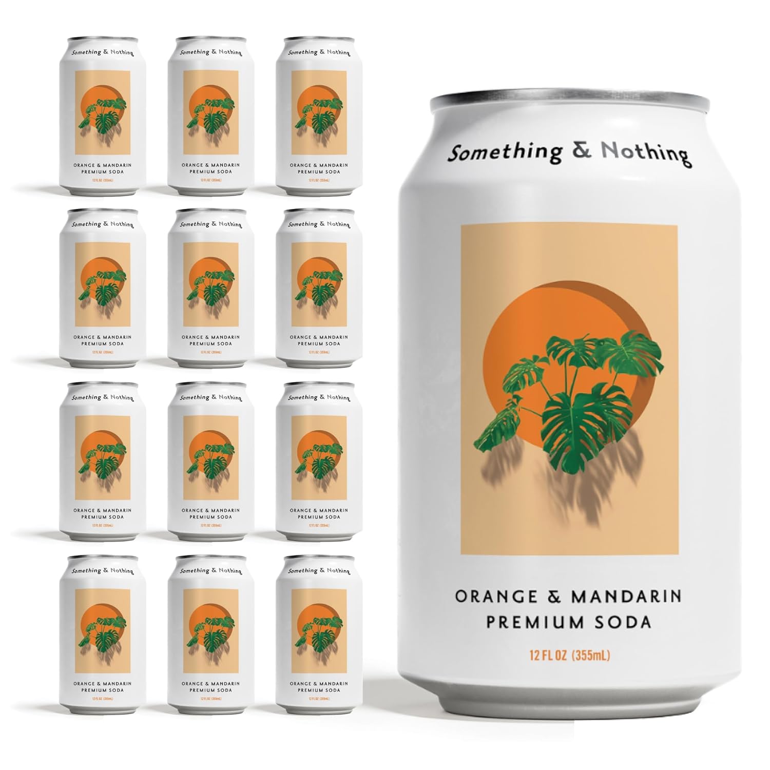 Something & Nothing Orange & Mandarin Flavored Sparkling Water | Lightly Carbonated & Full of Flavor with Added Grape & Lemon Juice | Vegan & Low Calorie Premium Soda | 12 Fl Oz Cans (Pack of 12)