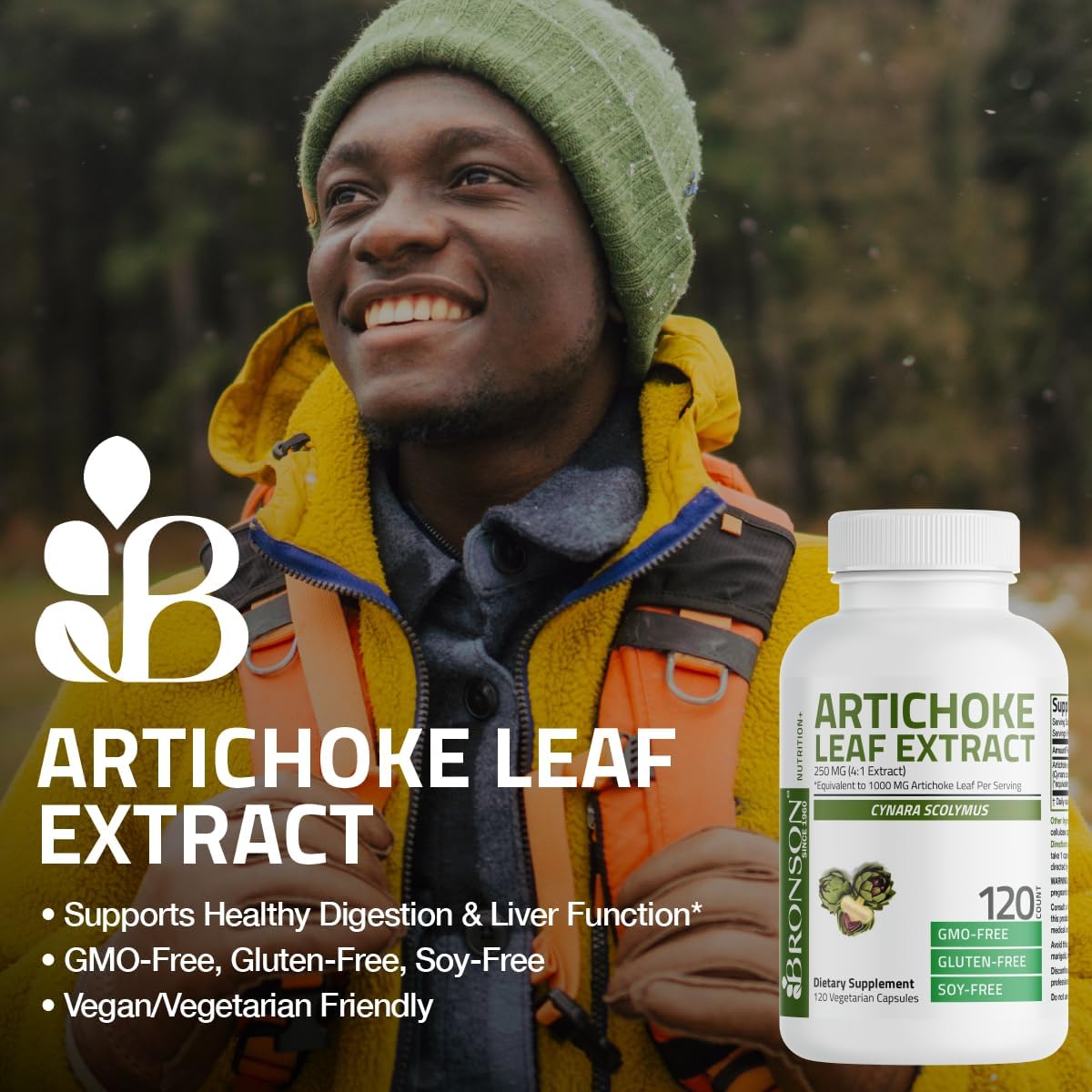 Bronson Artichoke Leaf Extract Extra Strength Supports Healthy Digestion Healthy Liver Function, Non-GMO, 120 Vegetarian Capsules