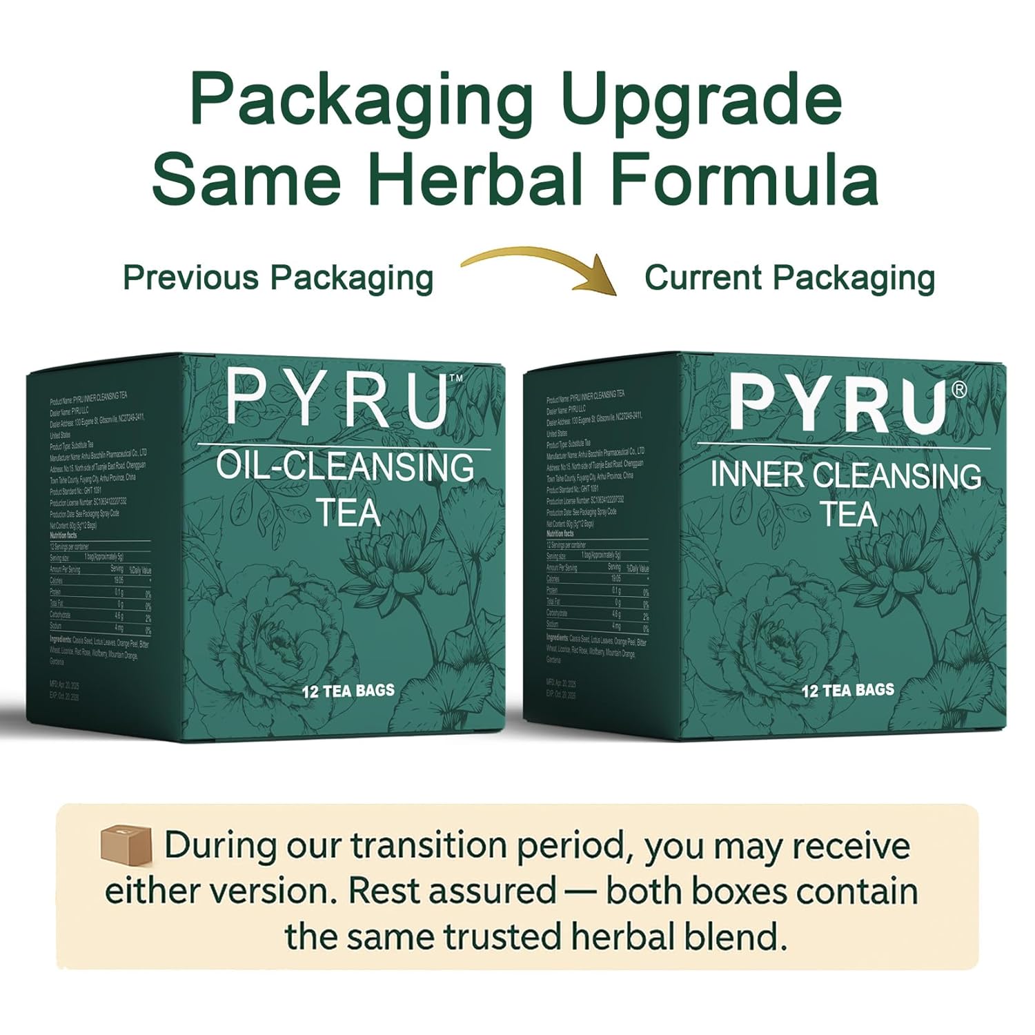 Pyru Tea (2 Pack) : Gentle Essence of Herbs, 12-Pack Box - Pure Ingredients, Natural Herbal Infusion Flavor 2025 Gift Ideas Or Daily Ritual Beverage,No Added Sugar.