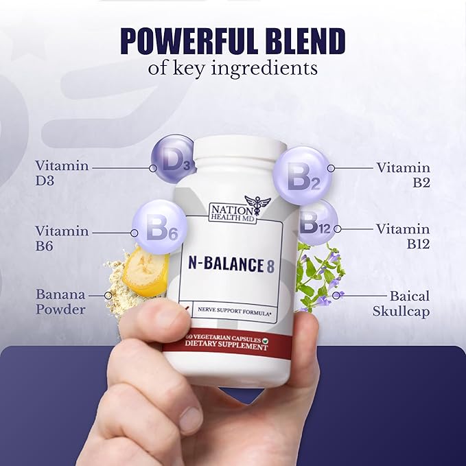 N-Balance 8 - Nerve Support Formula - Nerve Support Supplement with Alpha Lipoic Acid, Benfotiamine and ALA - Nerve Health Supplements for Men & Women, 60 Capsules