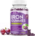 Iron Gummies with Multivitamin, Iron Supplement for Women & Men with Zinc, Vitamin B Complex & C, B12, Folate - Blood Builder & Energy Support for Adults & Kids - Grape Flavor, Vegan 60 Gummies
