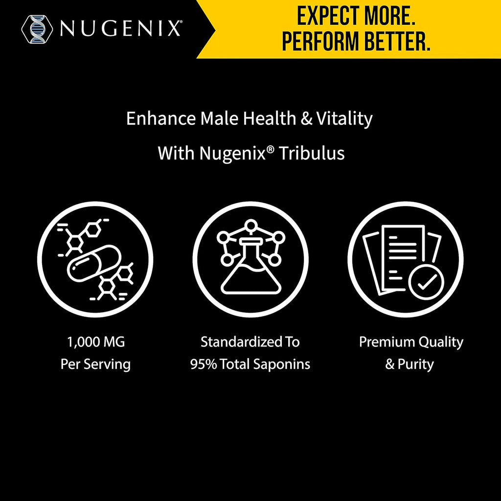 Nugenix Essentials Tribulus Terrestris for Men Extract - 95% Total Saponins, 1000mg High Potency, Extra Strength, 120 Count