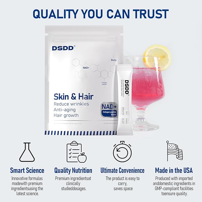 Biotin Supplement for Supports Healthy Hair, Skin & Nails, Hair Growth Vitamins for Women & Men with 1000mcg Biotin, 1000mg NAD, Collagen, Sodium, Non-GMO & No Gluten 20 Servings