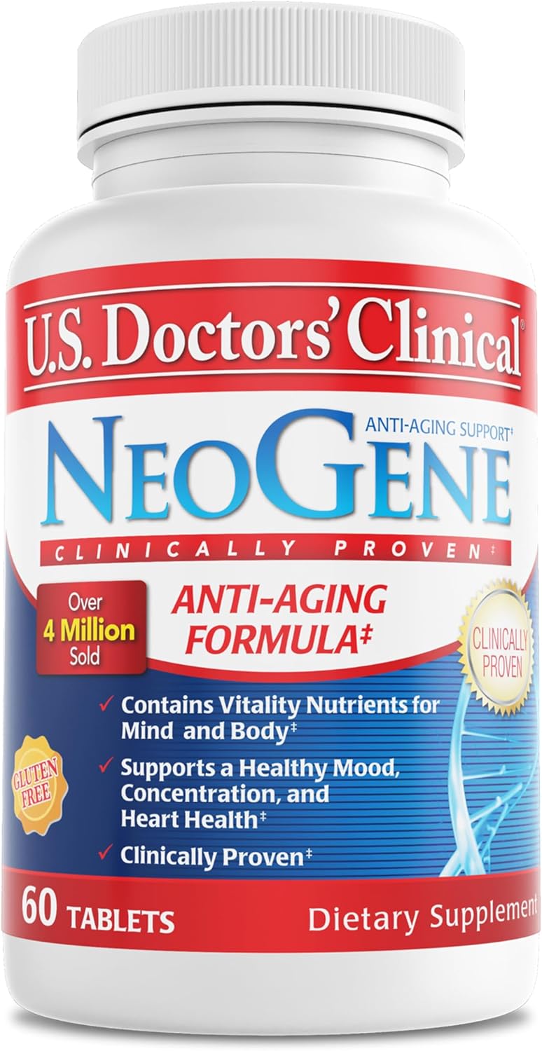 U.S. Doctors’ Clinical NeoGene (Formerly) GH3 Clinically Proven Aging Support Supplement with Nutrients for Supporting Mood, Cognition, Heart Health, Antioxidant Support [1 Month - 60 ct.]