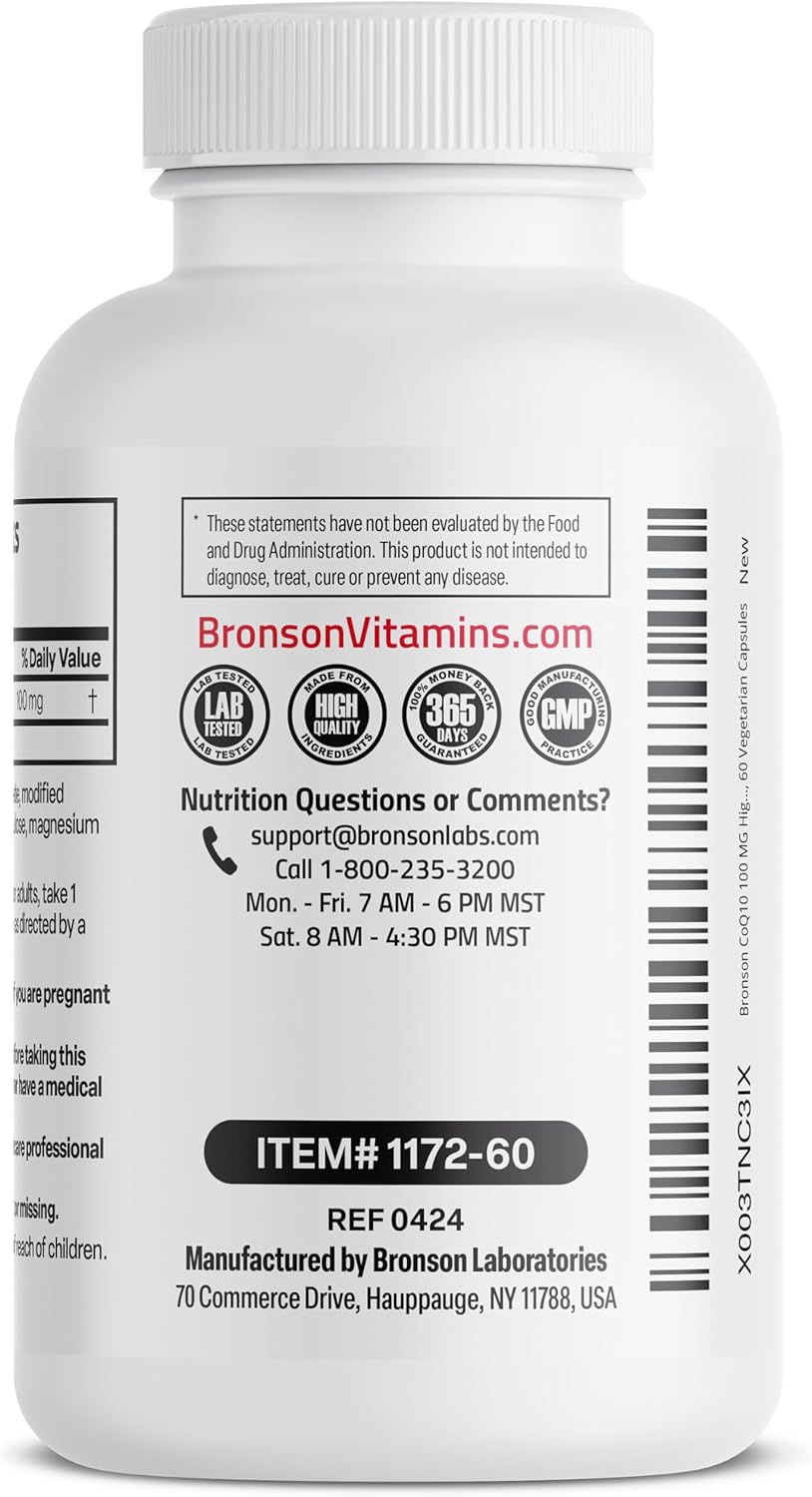 Bronson CoQ10 100 MG High Potency Cellular Energy Production, 60 Vegetarian Capsules