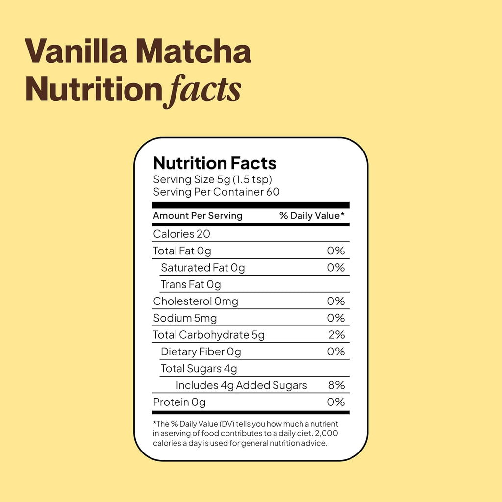 Morning Made Vanilla Flavored Matcha Powder | 8.46oz (240g) Resealable Tin | 60 Servings Premium Japanese Green Tea | Sweetened with Organic Sugar | Perfect for Lattes, Smoothies, and Baking | Rich in Antioxidants and Energy Boosting