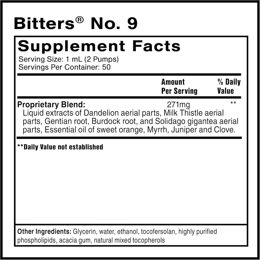 Quicksilver Scientific Dr. Shade's Bitters No. 9 - for Digestion - Fast Acting Liposomal Digestive Bitters with Milk Thistle, Burdock Root & Juniper Essential Oil - Digestive Support (50ml)