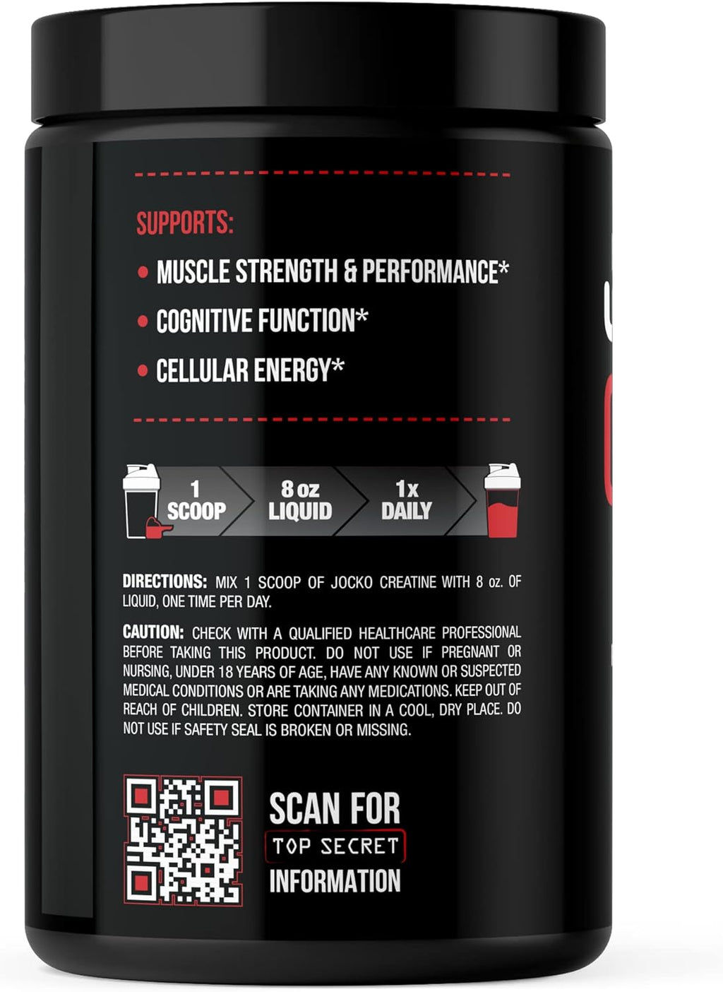 Jocko Fuel Creatine Monohydrate Powder - Creatine for Men & Women, Supplement for Athletic Performance & Muscle Health, 90 Servings 16 oz (Unflavored) (16 OZ JAR)