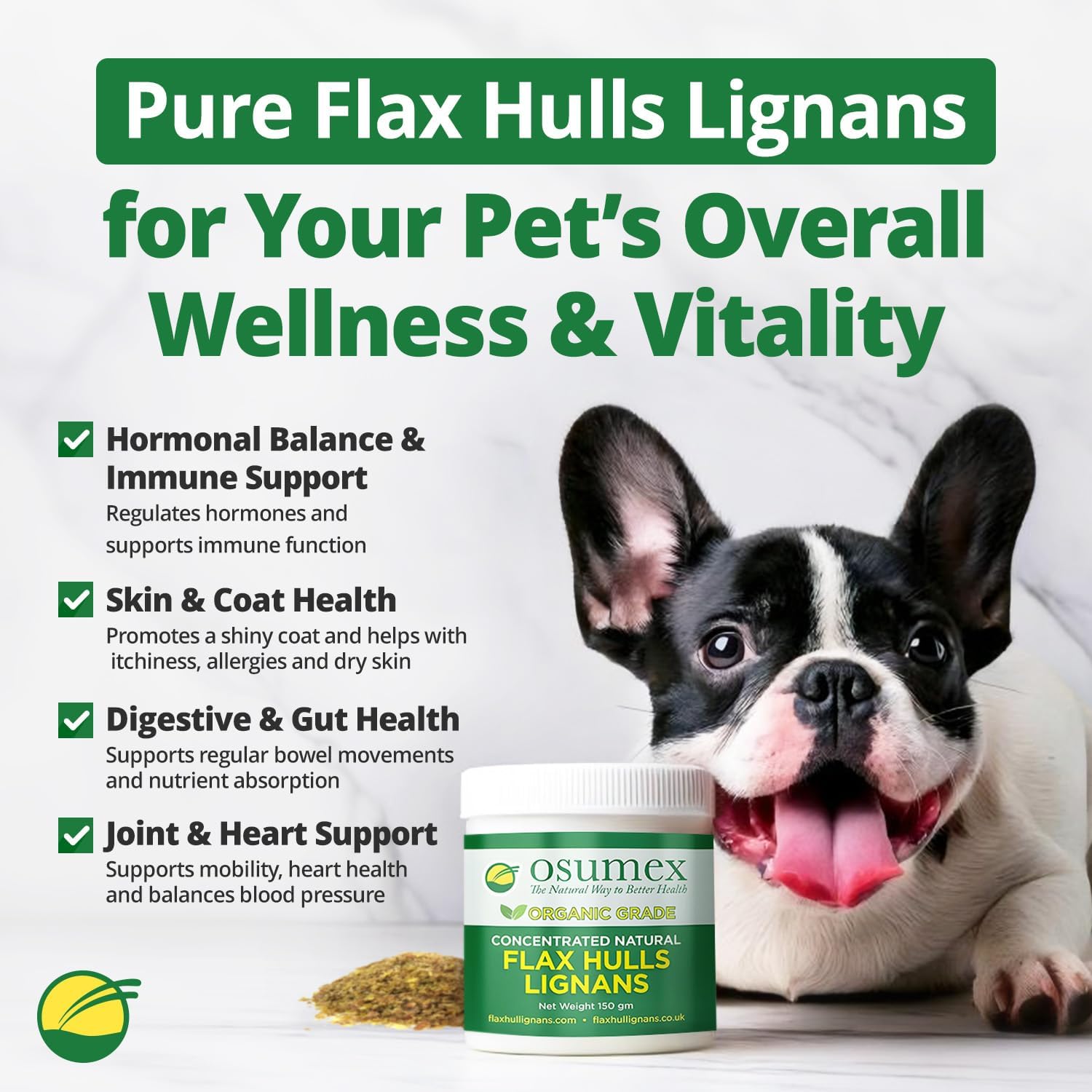 Flax Seed Hull Powder 150g - Flax Seeds Organic High in Lignan SDG for Digestion, Natural Concentrate Flaxseed Shells Only No Flaxseed Oil or Seeds Added, Smoothie Seeds for Daily Nutrition