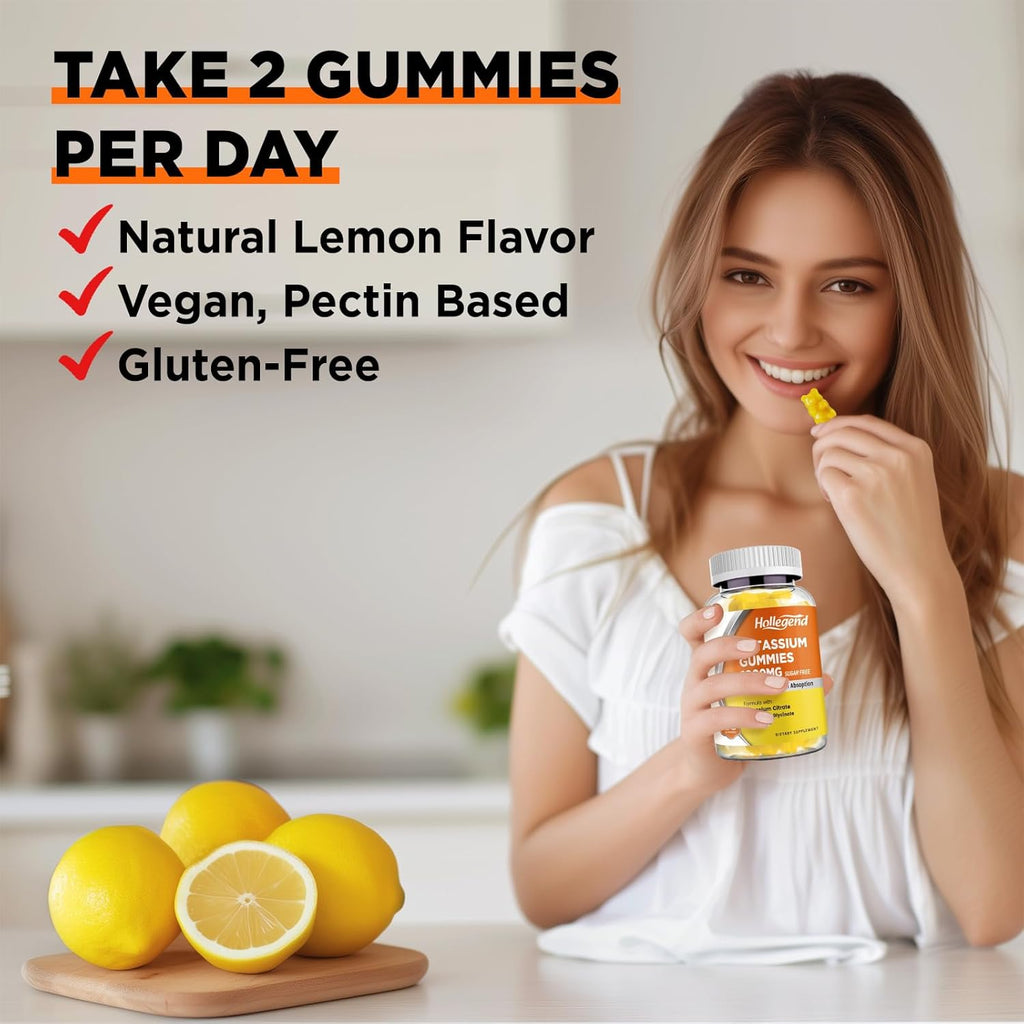 Potassium Gummies 1000mg, Maximize Potassium Absoption Blend with Vitamin B6 Magnesium, Potassium Citrate Supplement for Adults, Sugar Free, 60 Count