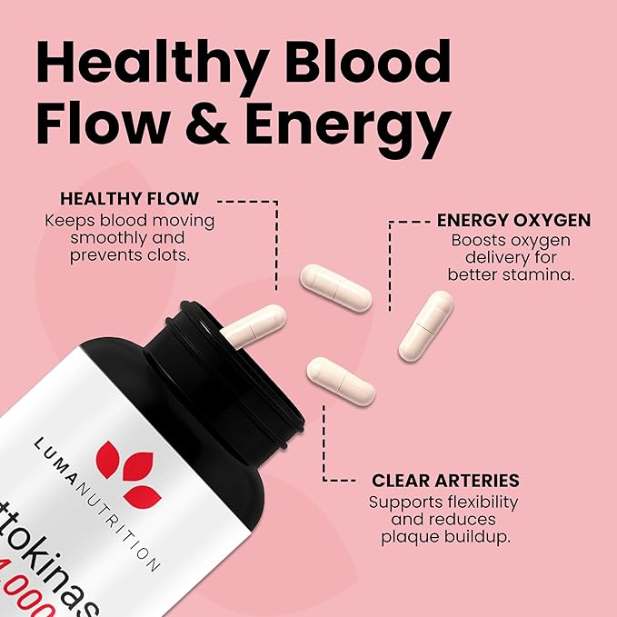 Luma Nutrition Nattokinase Supplement - Natto 4000 FU Per Serving, Premium Heart Health Support - Vegan & Gluten Free - 60 Capsules - Made in USA
