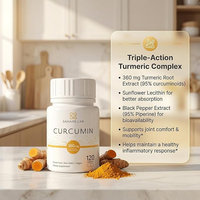 Curcumin Turmeric 360 mg per Serving (eq to 12 000 mg Turmeric), 120 Capsules w/Black Pepper & Phytosome Extract