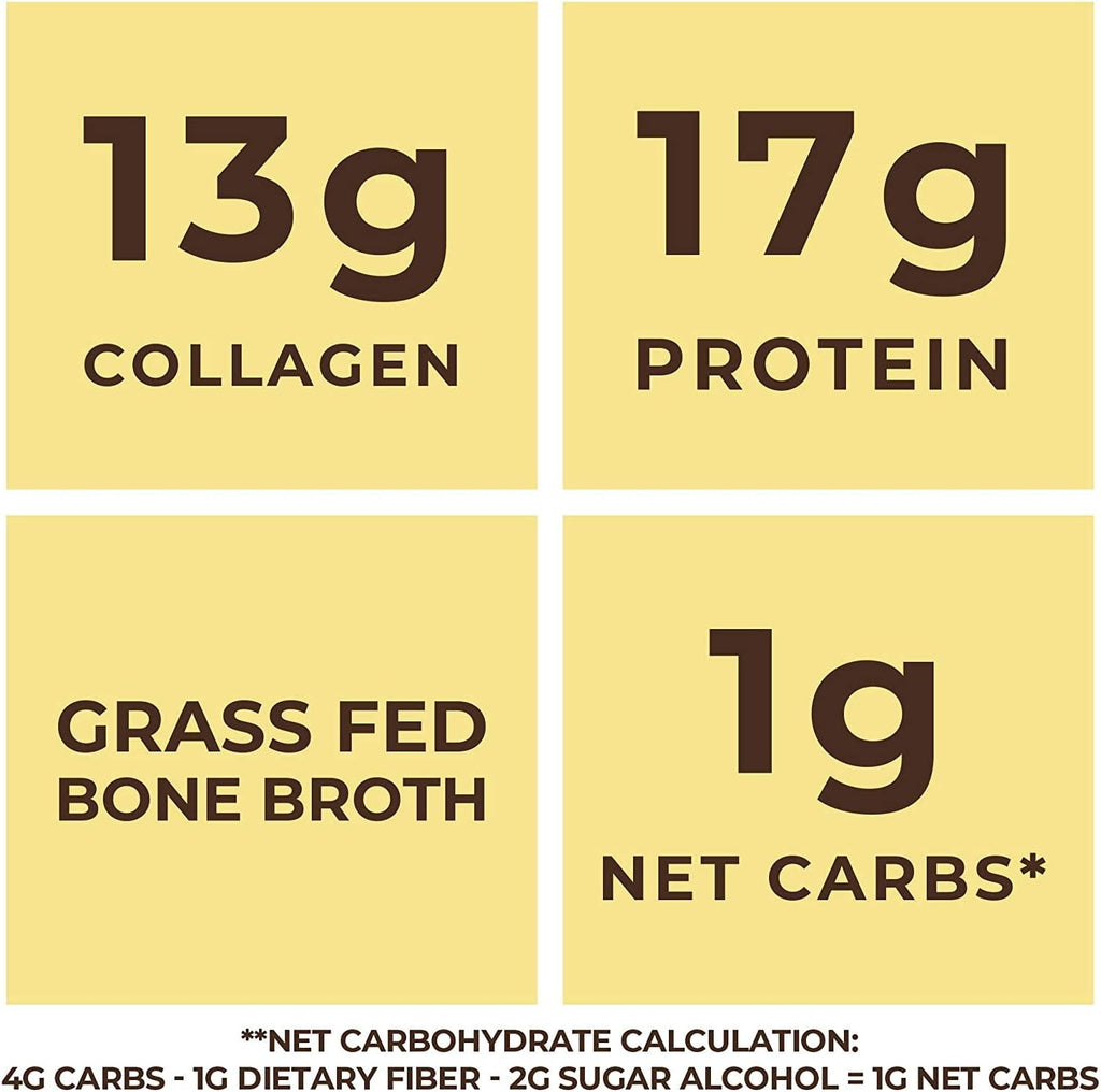 16oz Vanilla Bone Broth Protein Powder From Grass Fed Beef - Non-GMO Ingredients, Gut-Friendly, Low Carb Dairy Free Protein Powder - Natural Collagen Source For Joint Support - Keto Friendly