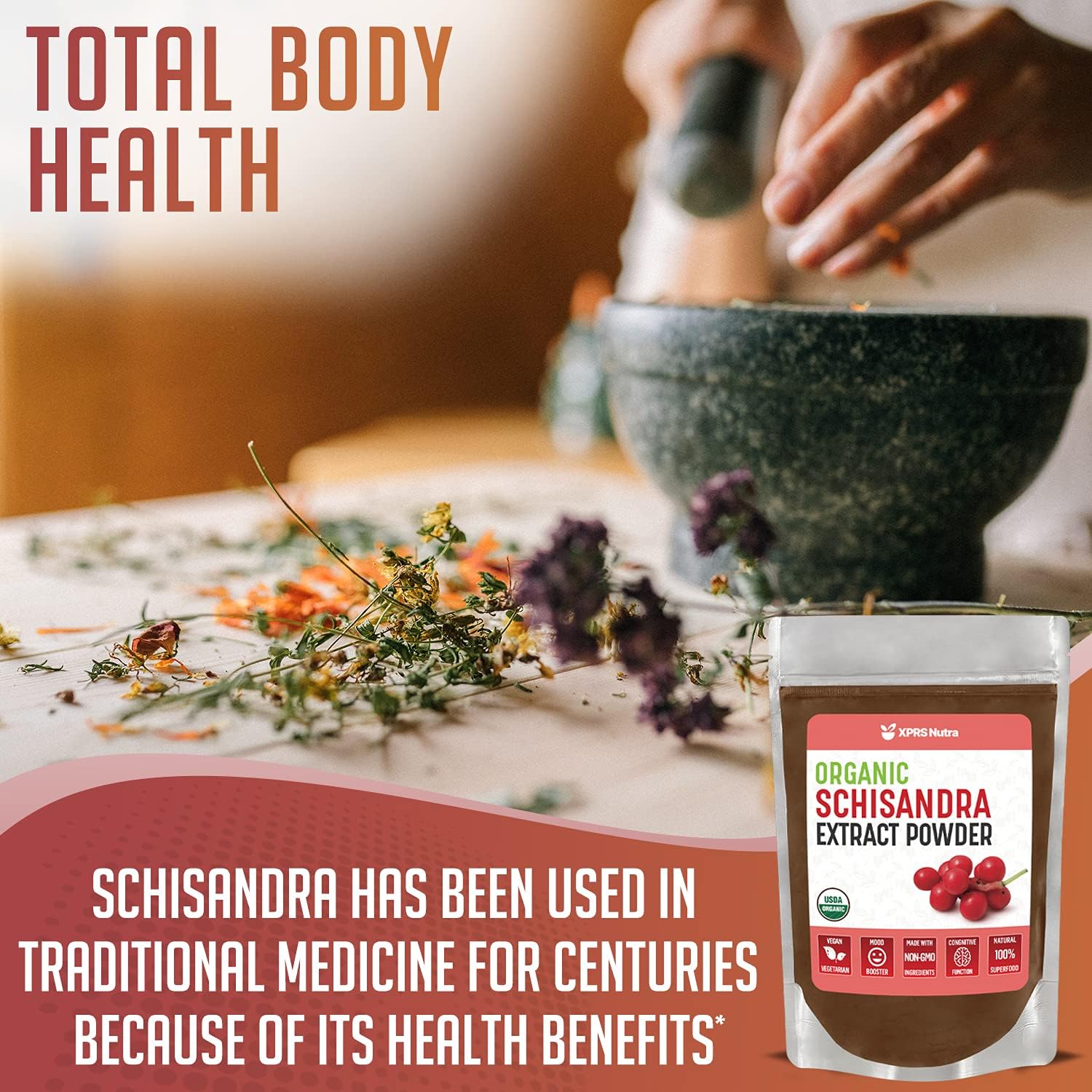 XPRS Nutra Organic Schisandra Berry Powder Extract - Premium USDA Organic Schisandra Powder for Cognition and Immunity - Vegan Friendly Berry Superfood (16 oz)