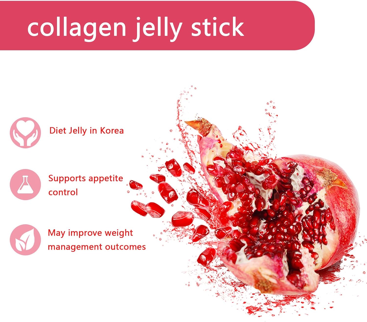 Coleology Cutting Jelly - Korean Jelly Stick Combo with 1200mg Garcinia Cambogia Extract, Chia Seeds Collagen, Detox & Digestion Support & Daily Care, Pomegranate Flavored - 8.81 oz (1Boxes)