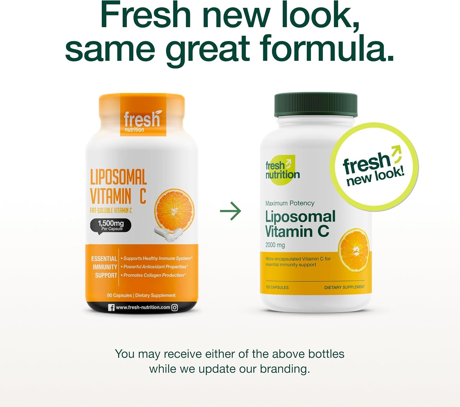 Fresh Nutrition Liposomal Vitamin C - 2000mg DNA Verified & Potent VIT C (from ascorbic acid)– Swallow or Pour Powder into a Drink, All Natural Vegan Friendly, Non-GMO, Gluten-Free, Dairy-Free