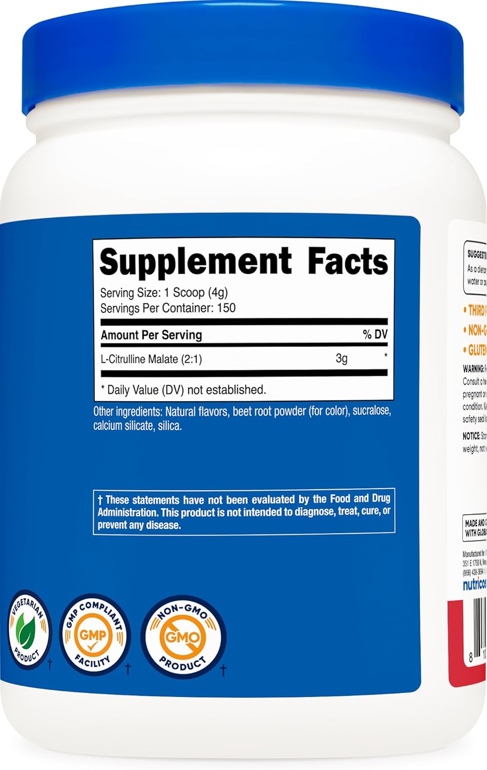 Nutricost L-Citrulline Malate 2:1 (600 Grams) (Strawberry Kiwi)