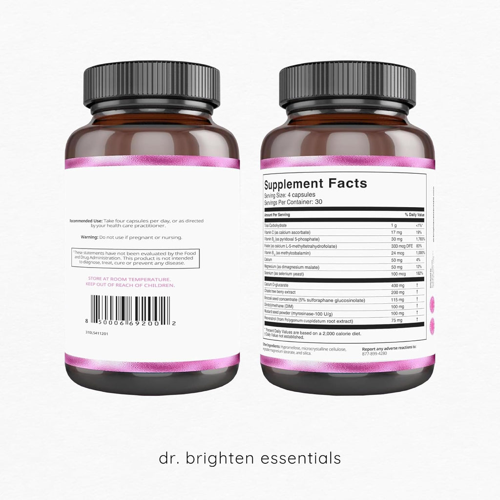 Dr. Brighten Balance - Hormone Balance for Women with Chasteberry and DIM - Targets Hormonal Acne, Period Issues, & PMS - Vegan, Non-GMO