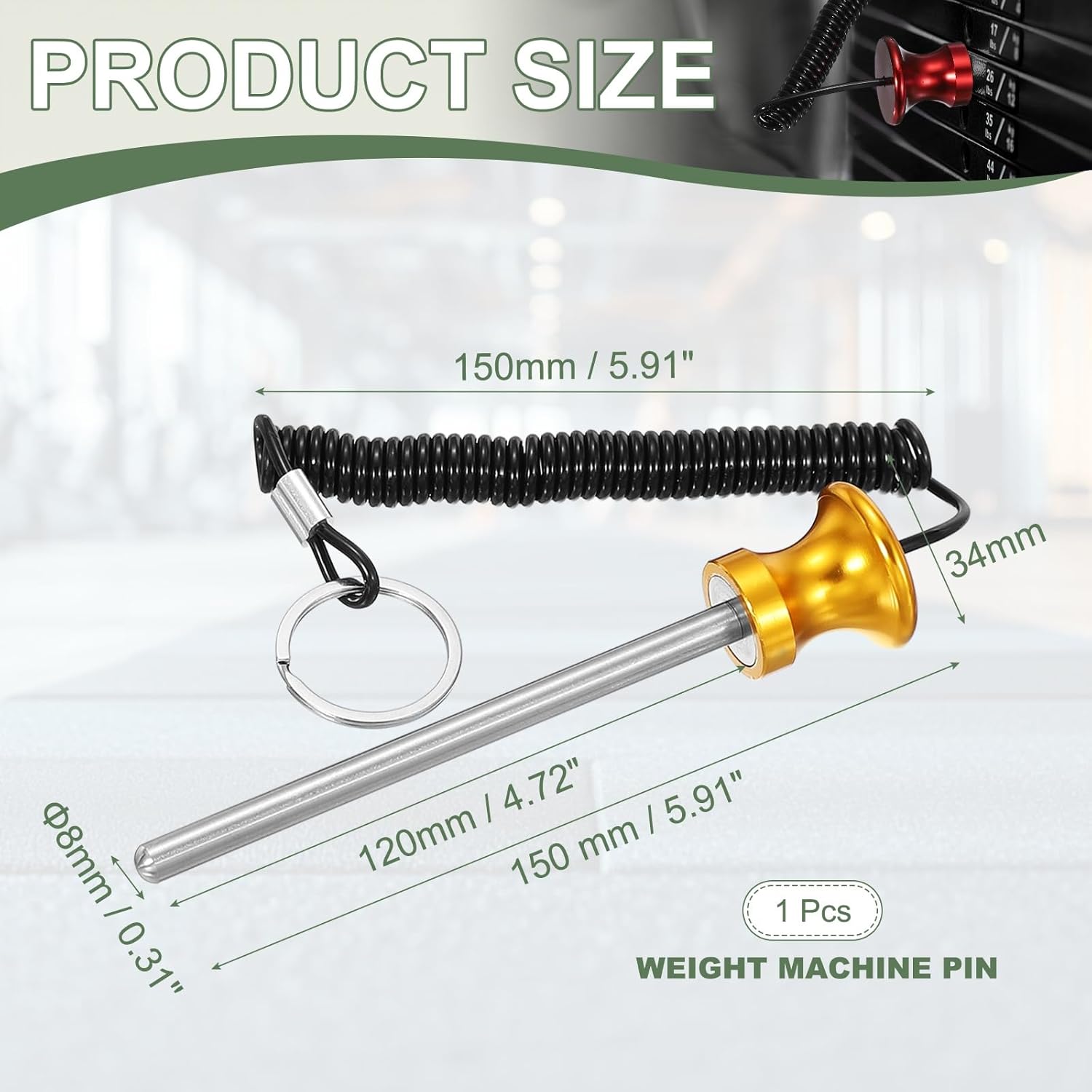 Weight Stack Pin, Weight Gym Pin Strength Training Equipment Replacement with Pull Rope for Home Gym Club