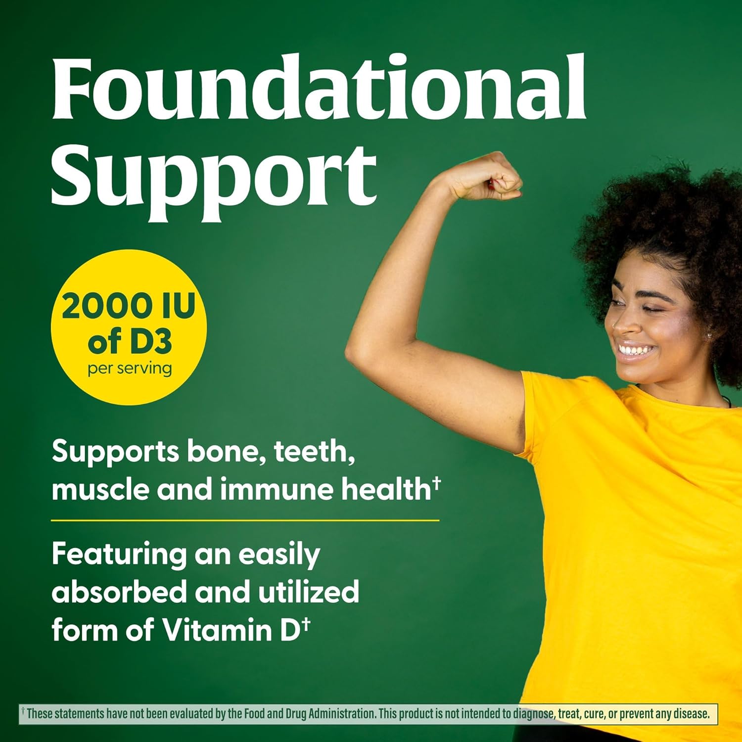 MegaFood Vitamin D3 2000 IU (50 mcg) - Vitamin D Supplements With Real Food, Immune Support, Supports Bones, Teeth & Muscles, Vegetarian, Certified Non-GMO, Kosher – 90 Tablets, 90 Servings