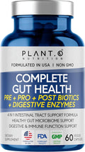 4-in-1 Prebiotic Probiotic & Postbiotic for Women & Men, Complete Gut & Digestive Support Supplement, Pre Post Probiotics & Digestive Enzymes 60 Capsules
