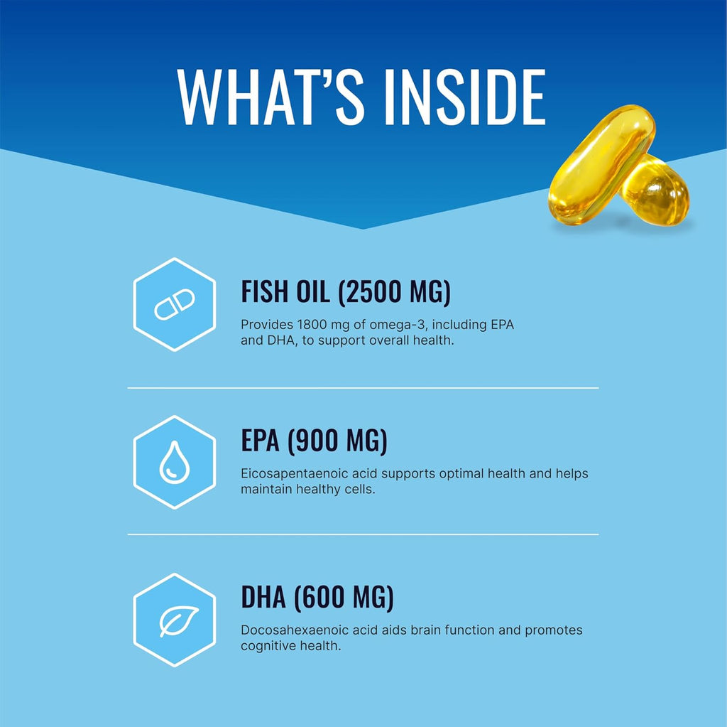 Omega-3MD - Fish Oil EPA & DHA - Improve Cognitive Health - 1 Bottle - 3 Month Supply