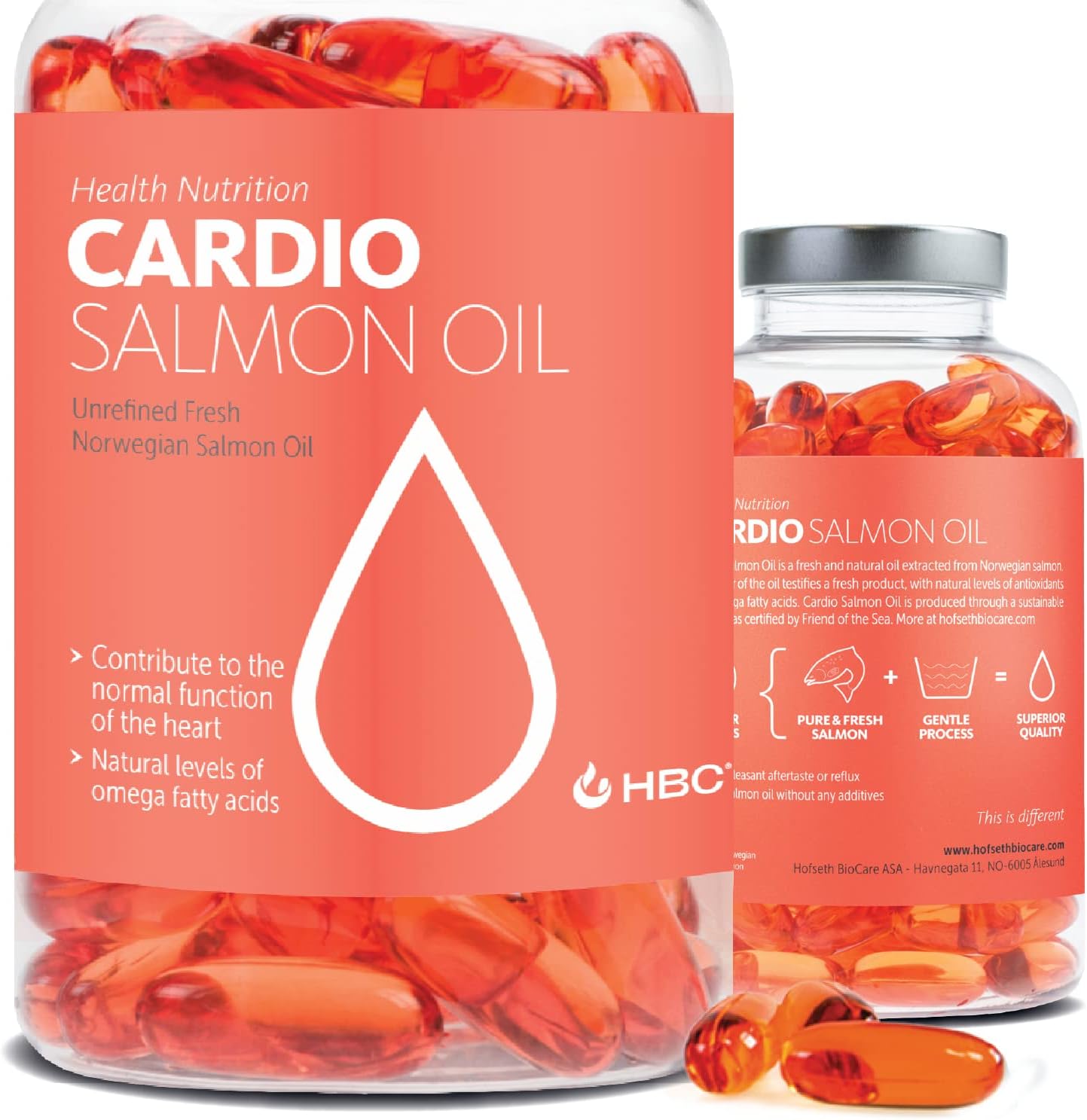 High Strength Omega 3 Fish Oil - 1000mg, Norwegian Salmon Oil with EPA & DHA, No Burping or Aftertaste, Omega 3 Fatty Acids Supplement for Eye, Brain & Heart, Triglyceride Form - 180 Capsules