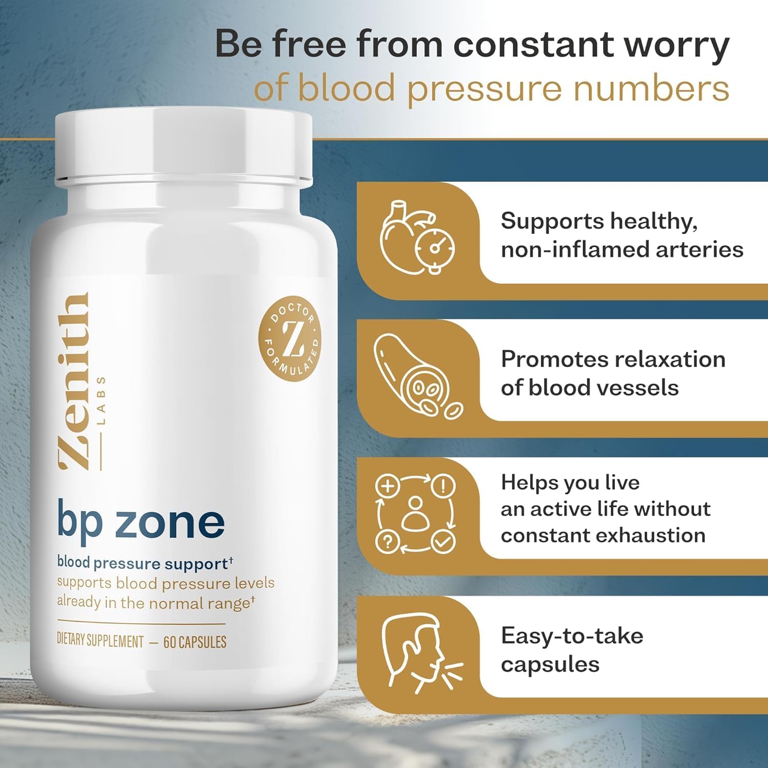 Zenith Labs BP Zone - Natural Blood Flow Supplement - Herbal Extract Pills - Advanced Formula with Saffron Crocus, Hibiscus, Garlic, CoQ10, and Magnesium