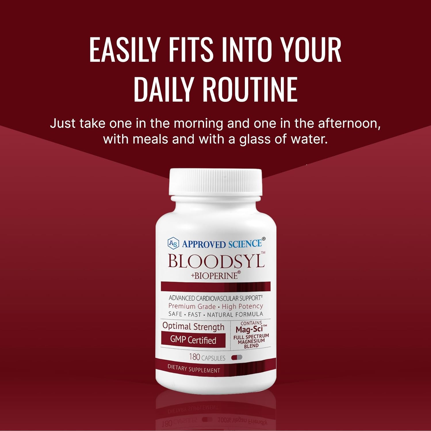 Approved Science Bloodsyl - Supports Blood Flow - Hawthorn Berry, Magnesium, BioPerine - Vegan - 180 Capsules - Pack of 2