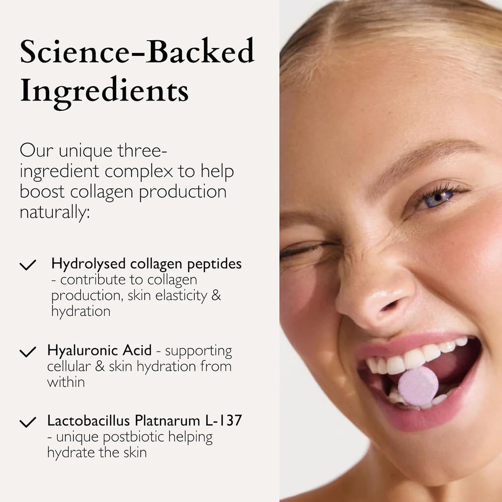 The Beauty Chef Plumpers™ Collagen Chewable Tablets with Hyaluronic Acid & Postbiotic, Supports Skin Elasticity & Collagen, Women's Multivitamin, Collagen Peptides, 75 Tablets