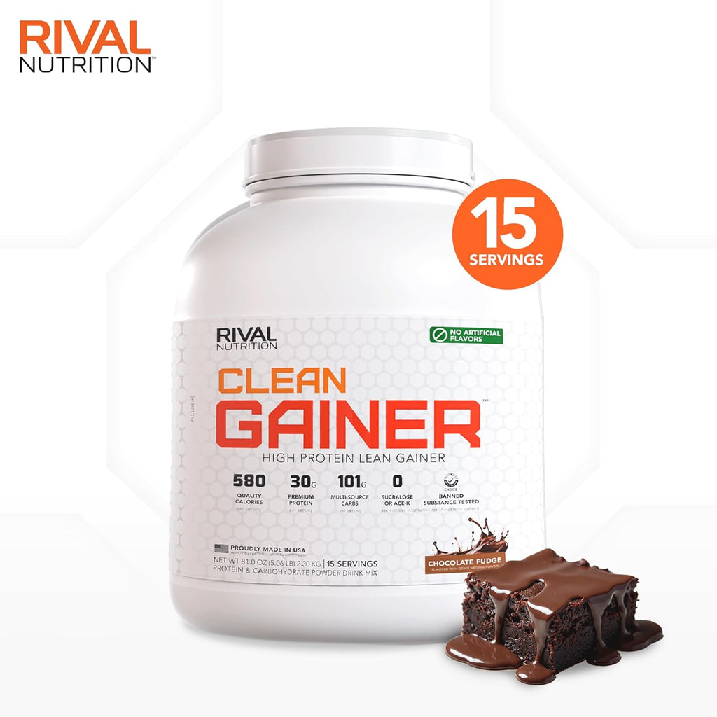 RIVAL NUTRITION Naturally Flavored Clean Gainer (5 lb, Chcoolate Fudge)