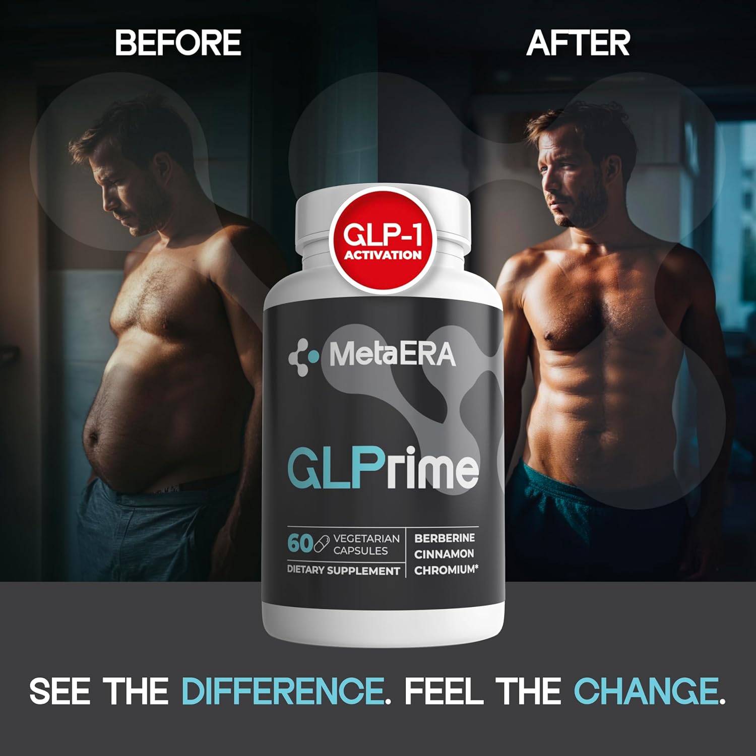 GLPrime GLP-1 Supplement - Natural GLP1 Booster with Berberine, Cinnamon & Chromium - 1 Bottle