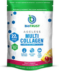 BioTrust Ageless Multi Collagen Peptides Powder – 5 Types (I, II, III, V, X) – Fruit Punch Collagen Powder for Women & Men – Hydrolyzed Protein – Grass Fed Beef, Fish, Chicken, Eggshell Membrane