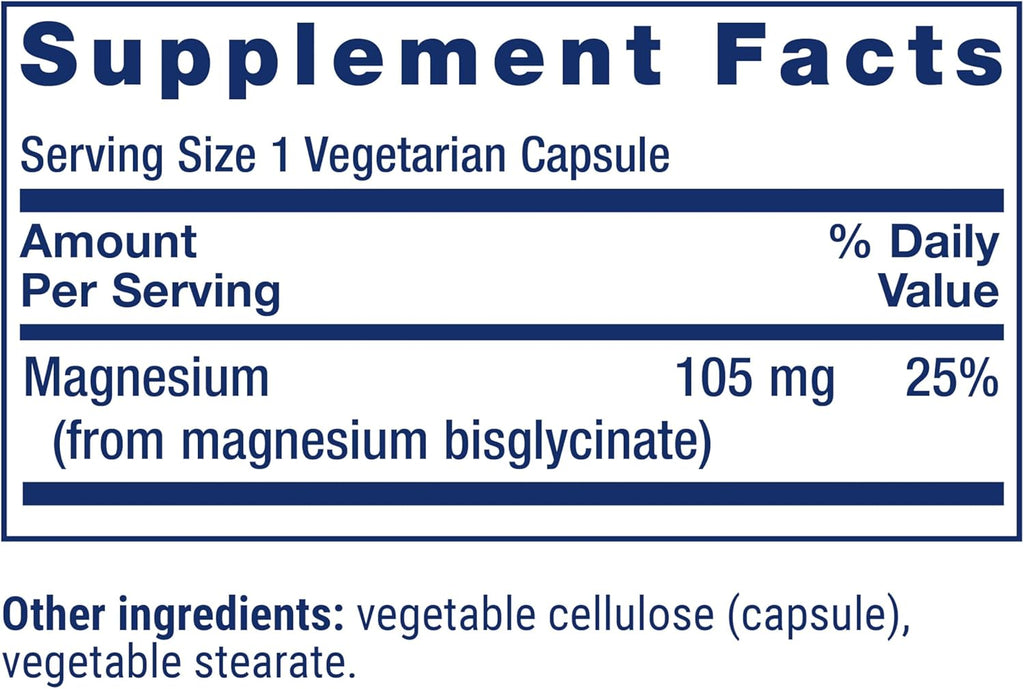 Life Extension Magnesium Glycinate, Heart Health, Bone Health, Nerve and Muscle Support, Highly absorbable, Gluten-Free, Non-GMO, Vegetarian, 90 Capsules
