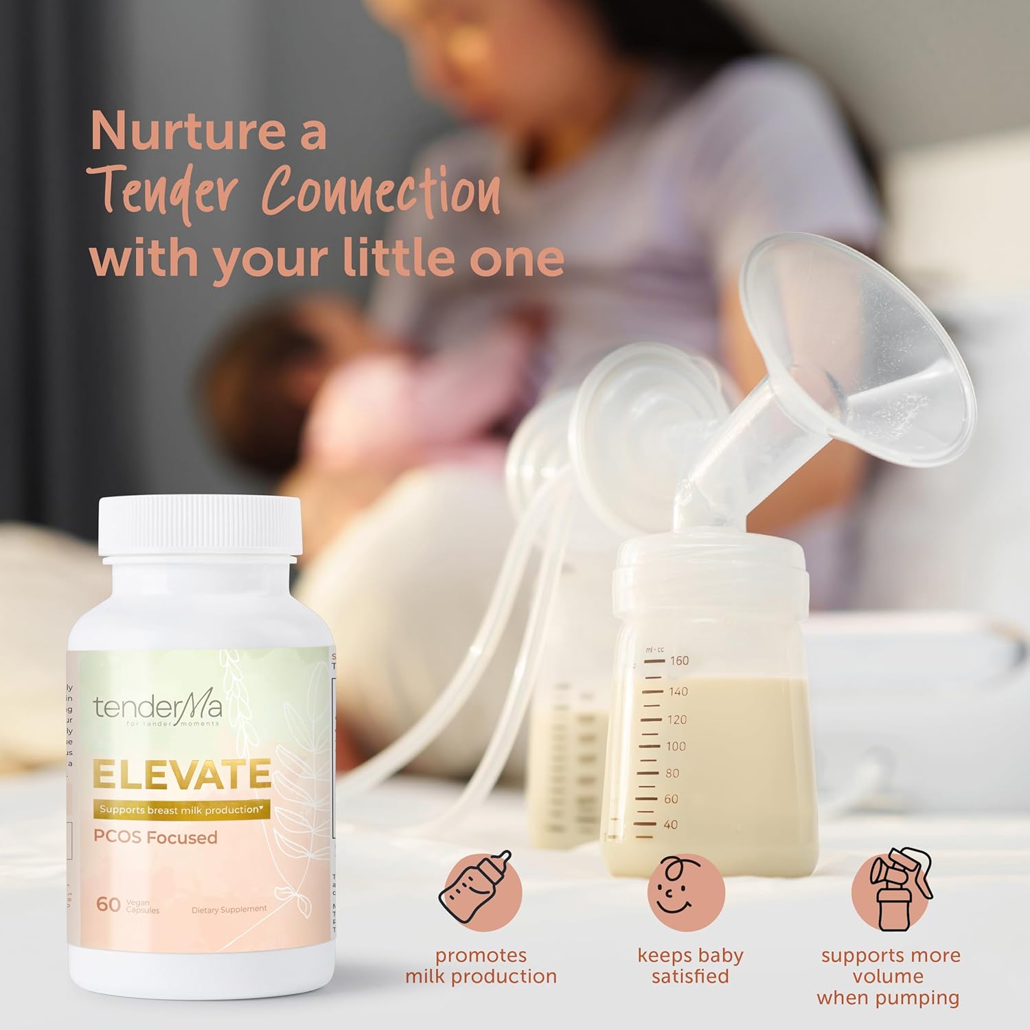 Elevate – PCOS Focused Lactation Support with Orgainc Goat’s Rue, Lion’s Mane, Shatavari & Ceylon Cinnamon – Vegan, Non-GMO, Herbal Supplement for Breastfeeding Moms – 60 Capsules